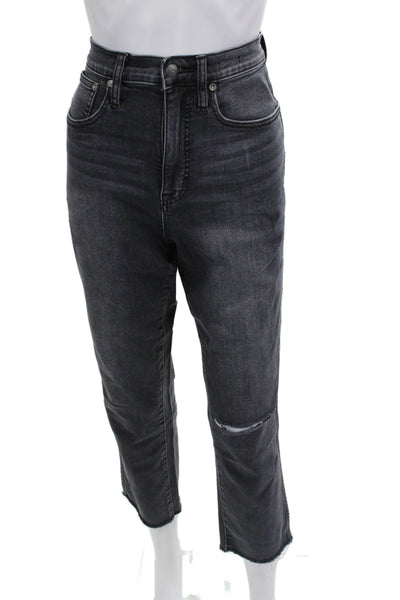 Point Sur Womens Ankle Cropped Dark Gray Mid Rise Jeans Petite Size 27