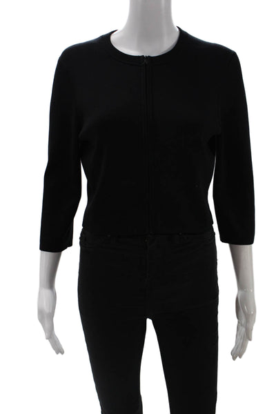 Narciso Rodriguez Women Black Full Zip Cardigan Silk Blend Size 44