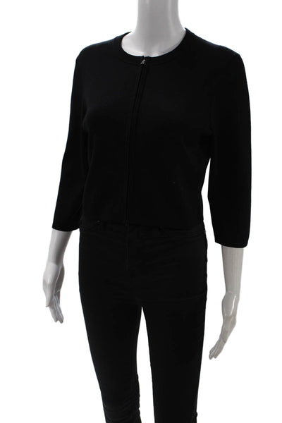 Narciso Rodriguez Women Black Full Zip Cardigan Silk Blend Size 44