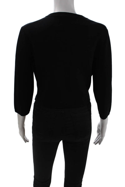 Narciso Rodriguez Women Black Full Zip Cardigan Silk Blend Size 44