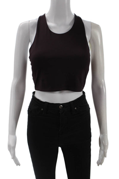 Uniqlo Women Cropped Basic Tank Sleeveless Black Round Neck Nylon Blend Size M