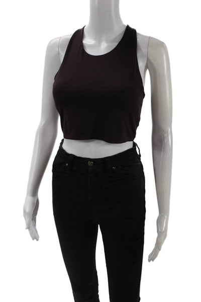 Uniqlo Women Cropped Basic Tank Sleeveless Black Round Neck Nylon Blend Size M