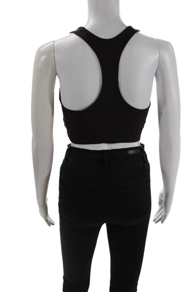 Uniqlo Women Cropped Basic Tank Sleeveless Black Round Neck Nylon Blend Size M