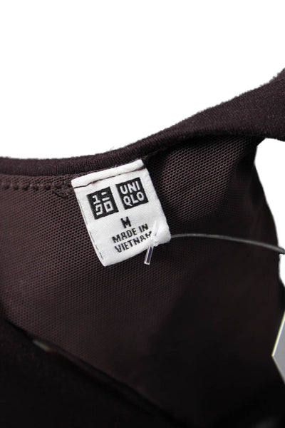 Uniqlo Women Cropped Basic Tank Sleeveless Black Round Neck Nylon Blend Size M