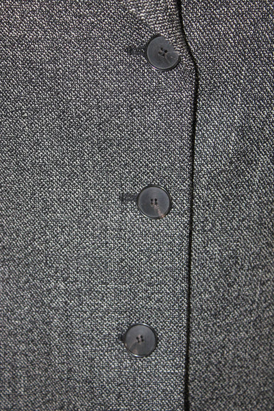 Christian Dior Womens Dark Gray Herringbone Wool Blazer Size 10
