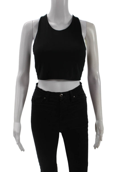 Uniqlo Womens Scoop Neck Stretch Knit Sports Bra Blakc Size Medium