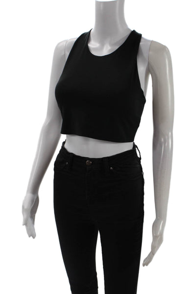 Uniqlo Womens Scoop Neck Stretch Knit Sports Bra Blakc Size Medium