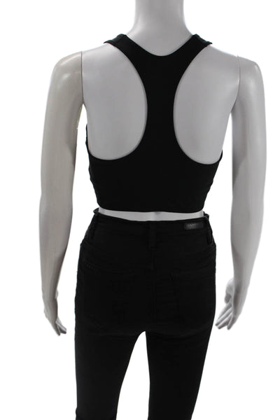 Uniqlo Womens Scoop Neck Stretch Knit Sports Bra Blakc Size Medium