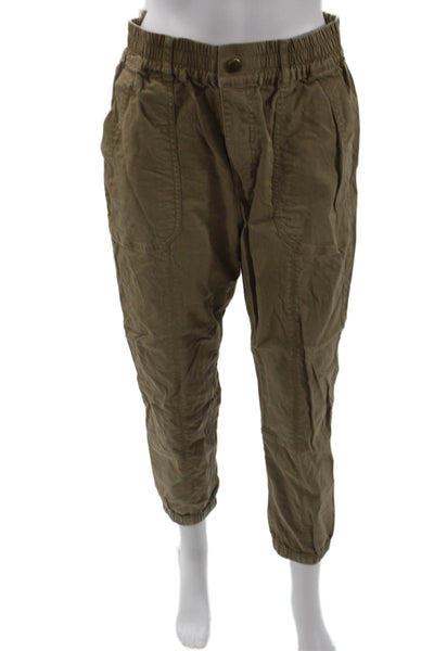 Michael Stars Women Cropped Jogger Khakis Brown Cotton Size S