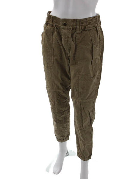 Michael Stars Women Cropped Jogger Khakis Brown Cotton Size S