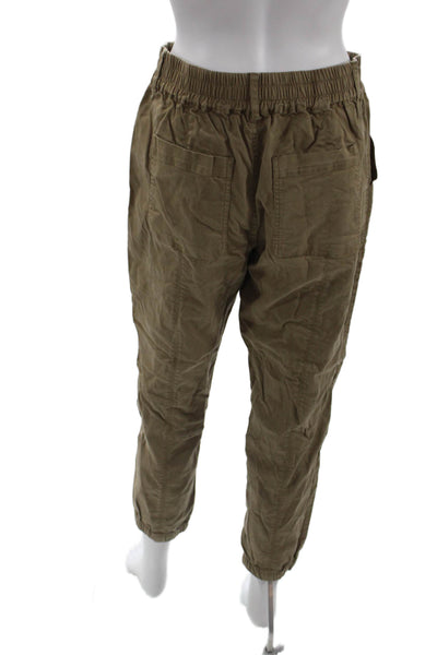 Michael Stars Women Cropped Jogger Khakis Brown Cotton Size S