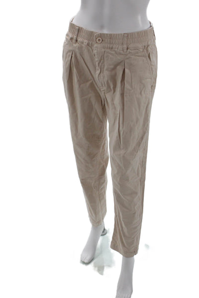 Michael Stars Women Cropped Chino Pants Beige Button Cotton Size S