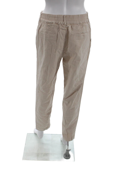 Michael Stars Women Cropped Chino Pants Beige Button Cotton Size S