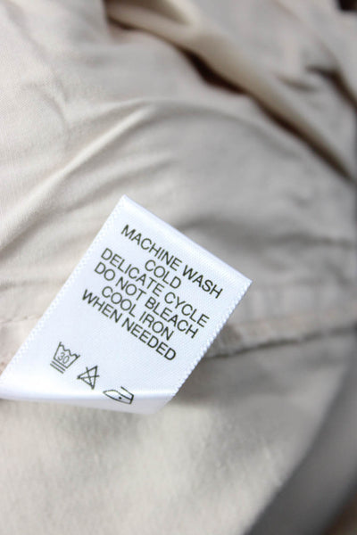 Michael Stars Women Cropped Chino Pants Beige Button Cotton Size S