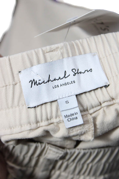 Michael Stars Women Cropped Chino Pants Beige Button Cotton Size S