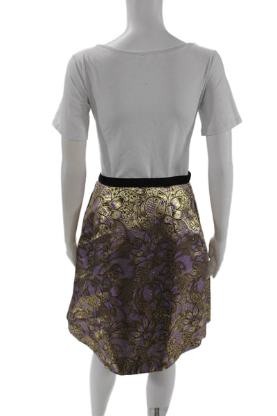Marni Women A-Line Pleated Black Floral Midi Skirt Size 6
