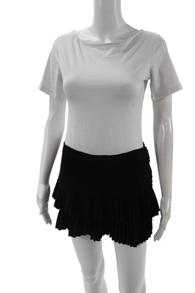 BCBGMAXAZRIA Women Black Pleated Mini Skort Rayon Polyester Spandex Size 2