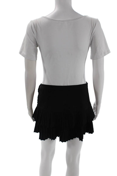 BCBGMAXAZRIA Women Black Pleated Mini Skort Rayon Polyester Spandex Size 2