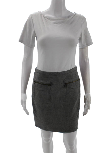 J Crew Women Mini Pencil Wool Skirt Gray Size 0