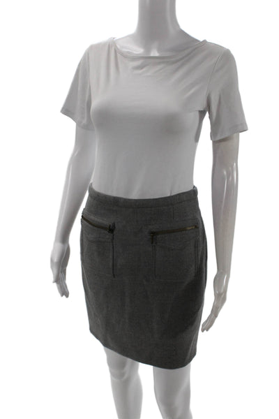 J Crew Women Mini Pencil Wool Skirt Gray Size 0
