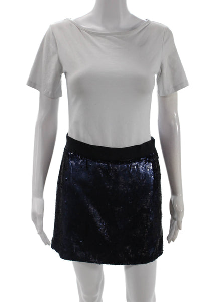 J Crew Women Mini Silk Skirt Dark Blue Short Size 0