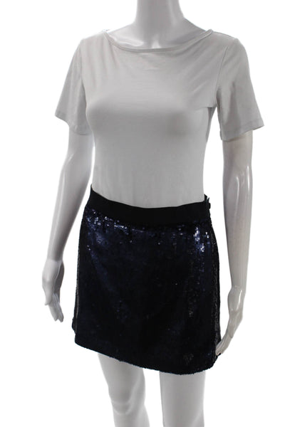 J Crew Women Mini Silk Skirt Dark Blue Short Size 0