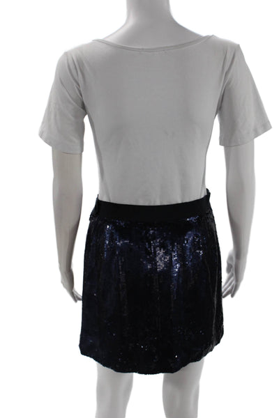 J Crew Women Mini Silk Skirt Dark Blue Short Size 0