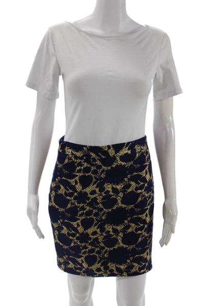 J Crew Women Straight Pencil Skirt Dark Blue Floral Size 2
