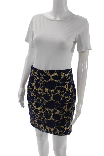 J Crew Women Straight Pencil Skirt Dark Blue Floral Size 2