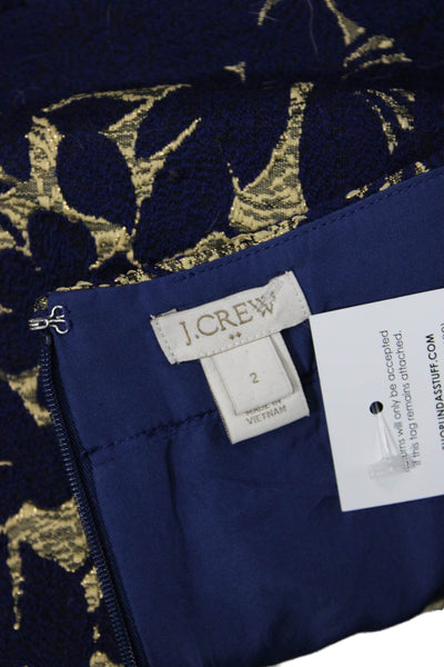J Crew Women Straight Pencil Skirt Dark Blue Floral Size 2