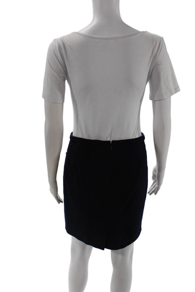 J Crew Women Mini Pencil Skirt Dark Blue Wool Viscose Solid Size 0