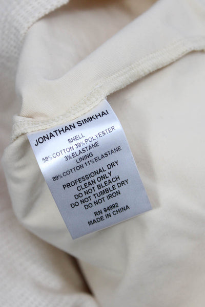 Jonathan Simkhai Women Cropped Square Neck Long Sleeve Beige Top Size M