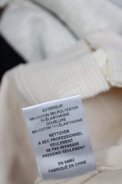 Jonathan Simkhai Women Cropped Square Neck Long Sleeve Beige Top Size M