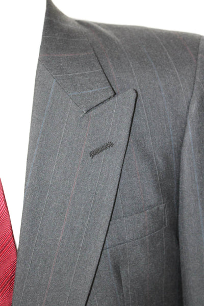 Kuppenheimer Men Striped Dark Gray Worsted Suit Jacket Button Size 40