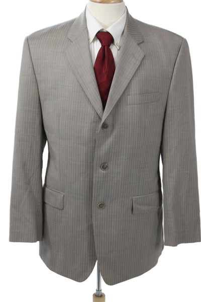Calvin Klein Mens Gray Striped Pure New Wool Suit Jacket Size 40