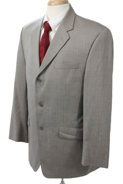 Calvin Klein Mens Gray Striped Pure New Wool Suit Jacket Size 40