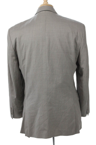 Calvin Klein Mens Gray Striped Pure New Wool Suit Jacket Size 40