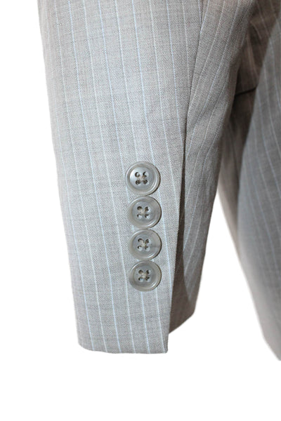Calvin Klein Mens Gray Striped Pure New Wool Suit Jacket Size 40