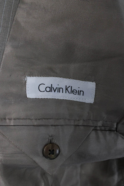 Calvin Klein Mens Gray Striped Pure New Wool Suit Jacket Size 40