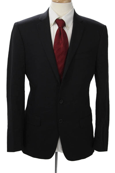 Calvin Klein Mens Black 100% Wool Classic Suit Jacket Button Closure Size 40