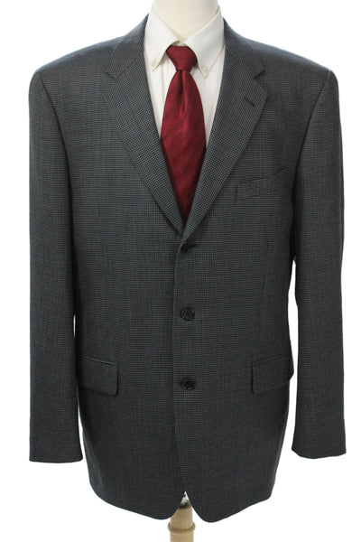 Joseph Abboud Mens Dark Gray Check Wool Suit Jacket Button Size 42