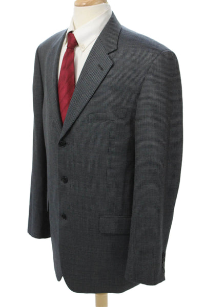 Joseph Abboud Mens Dark Gray Check Wool Suit Jacket Button Size 42