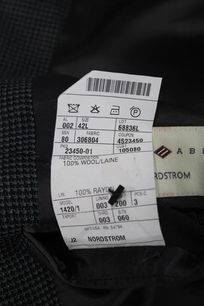 Joseph Abboud Mens Dark Gray Check Wool Suit Jacket Button Size 42