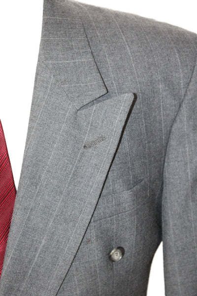 Kuppenheimer Mens Gray Striped Collared Button Suit Jacket Size 40
