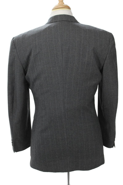 Kuppenheimer Mens Gray Striped Collared Button Suit Jacket Size 40