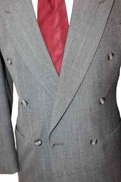 Kuppenheimer Mens Gray Striped Collared Button Suit Jacket Size 40