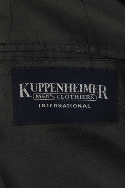 Kuppenheimer Mens Gray Striped Collared Button Suit Jacket Size 40