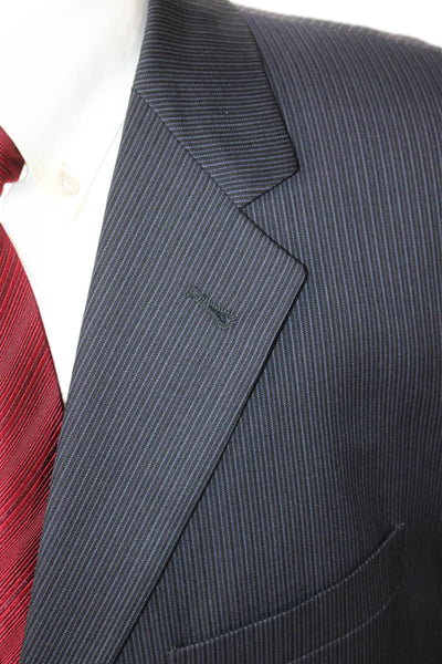 Joseph Abboud Mens Dark Blue Striped Wool Suit Jacket Button Size 42