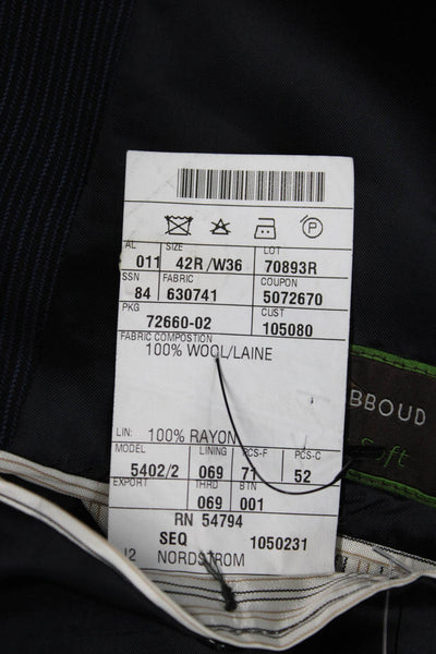 Joseph Abboud Mens Dark Blue Striped Wool Suit Jacket Button Size 42