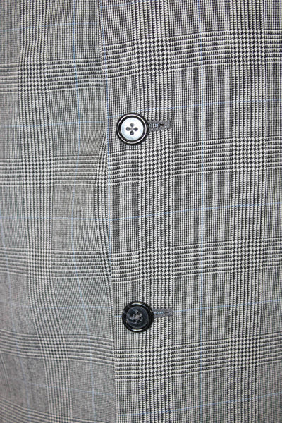 Jos A Bank Mens Classic Plaid Wool Suit Jacket Gray Button Size 43